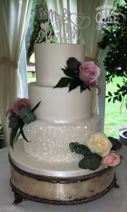 white wedding sparkle fresh pink white roses topper three tier Tamworth West Midlands Staffordshire