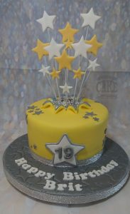 yellow and silver starburst cake - tamworth