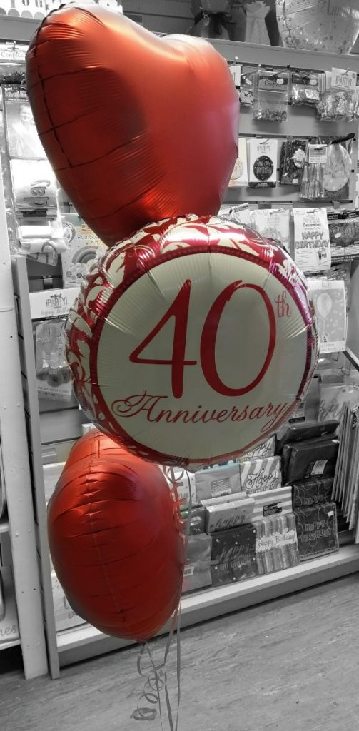ruby 40th anniversary balloon bunch - Tamworth