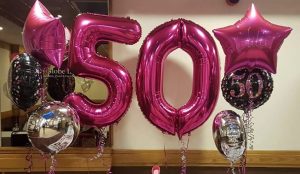 pink 50th birthday number balloon and bunches - Tamworth