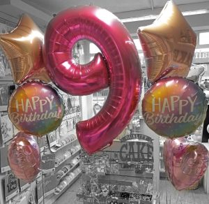 childrens 9th birthday number balloon and matching bunches - Tamworth