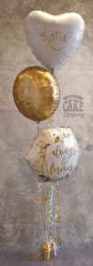 personalised bunch of three foil balloons for engagement or wedding - Tamworth