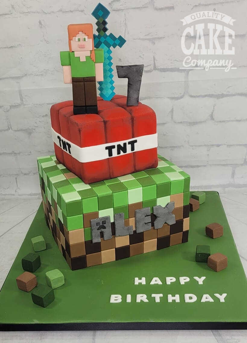 Mining Pixel Gaming Cake Topper – Think Green Fun