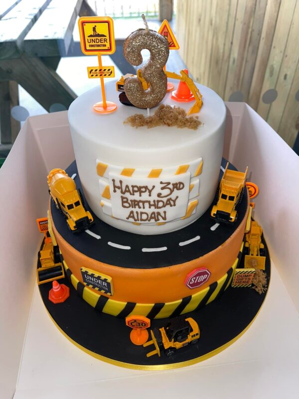 Construction themed 3rd birthday cake