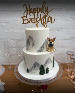 Marbled mountain effect wedding cake