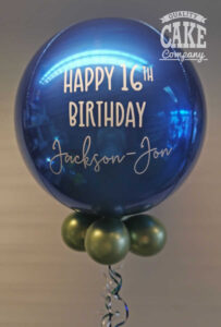 16th birthday blue personalised orb balloon - tamworth