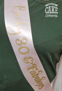 30th birthday personalised sash in pink and gold - tamworth