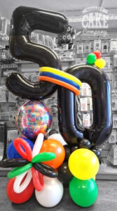 50th birthday large balloon display with retro vibes - Tamworth