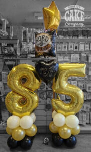 85th birthday black and gold balloon display - Tamworth