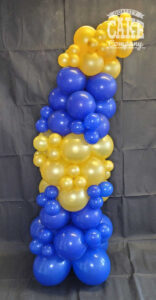 Blue and gold freestanding organic balloon display arch - Tamworth