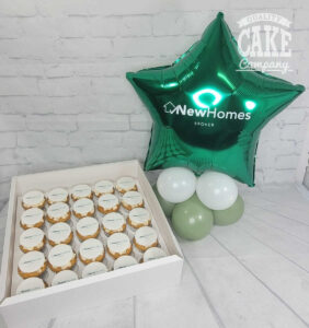 Corporate table balloon display and matching cupcakes - Tamworth