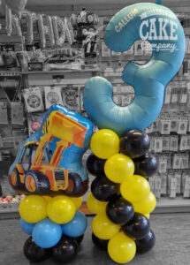 Digger themed children's 3rd birthday balloon display - Tamworth