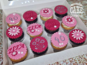 bright pink floral cupcakes - 40th birthday - tamworth