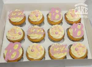 pink glitter card topper 18th birthday cupcakes - tamworth