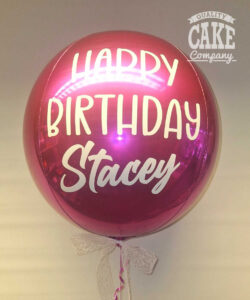 Pink orb balloon for a birthday personalised with a name - Tamworth