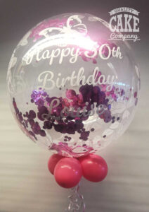 Purple and pink confetti bubble balloon personalised - Tamworth