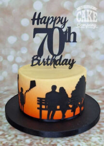 Silhouette 70th birthday cake lifestory - tamworth