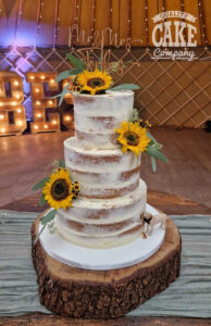 three tier sunflower theme wedding cake - tamworth