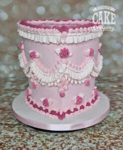 tall pink lambeth cake heart shaped for 17th birthday - Tamworth