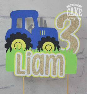 tractor theme personalised cake topper - tamworth