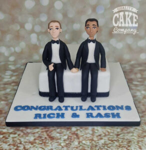 Two men engagement or wedding cake model figures - tamworth