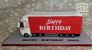 Novelty red lorry birthday cake - Tamworth