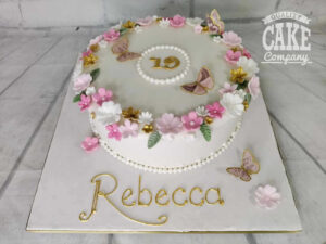 pretty floral 19th birthday cake