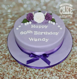 purple floral 60th birthday cake - tamworth