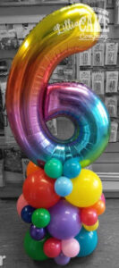 Rainbow number 6 balloon stack personalised - tamworth