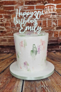 tall simple brushed buttercream cake touch of min and lilac - tamworth