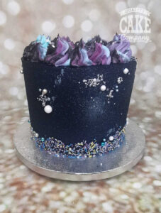 modern navy buttercream sprinkles cake - tamworth