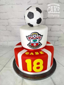 two tier southampton football theme birthday cake - Tamworth