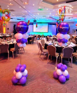 Balloon stands orb corporate Belfry branded Entrance