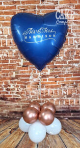 navy and rose gold personalised wedding balloon - tamworth