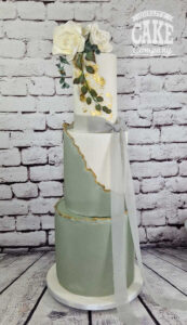 Very tall modern green wedding cake - tamworth