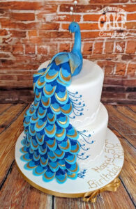 two tier peacock tail cascade birthday cake - Tamworth