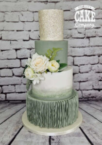 four tier sage green modern wedding cake - Tamworth