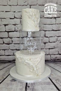 modern spacer tier wedding cake white - Tamworth