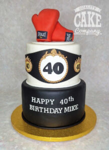 boxing glove and belt two-tier birthday cake - Tamworth