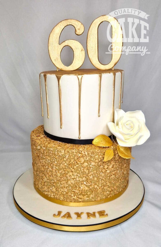 Fondant Cake 60 Years Birthday Cake For Dad Gold 60th Birthday