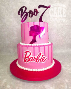 two tier barbie drip cake