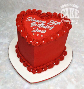 red lambeth heart modern birthday cake